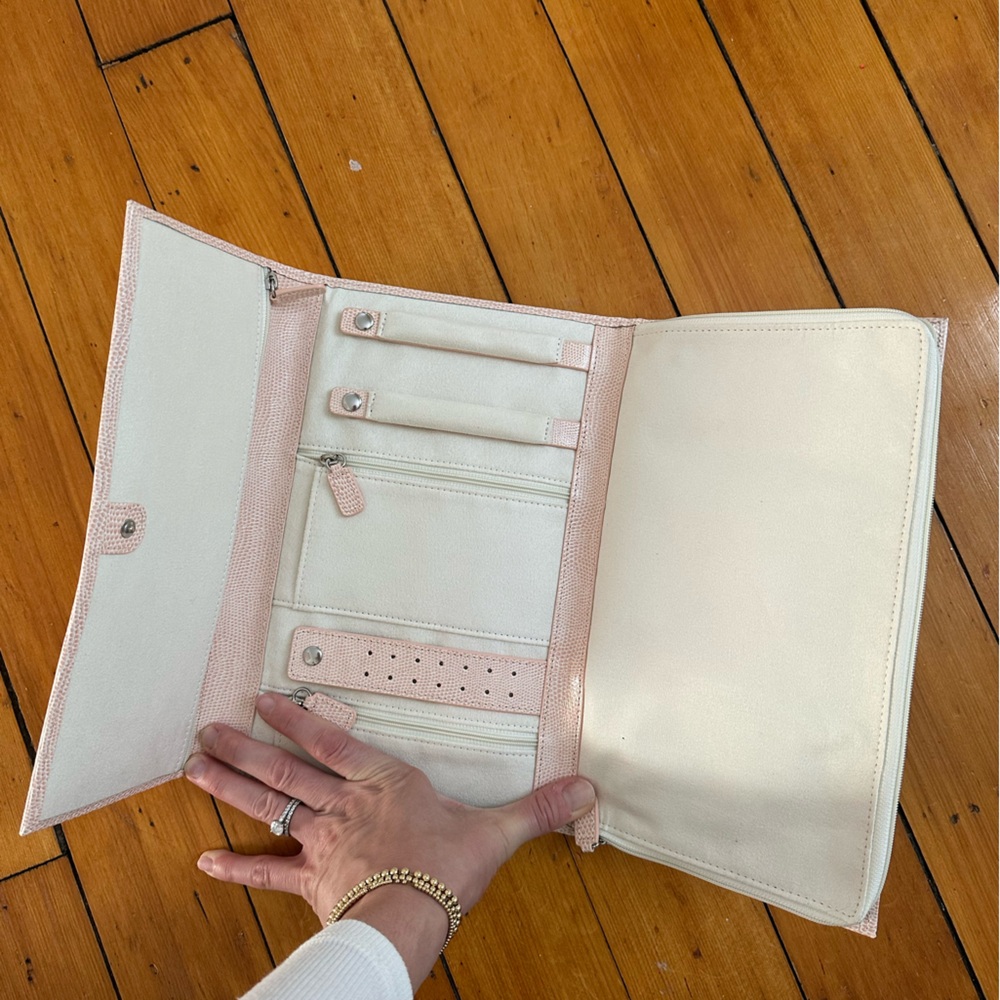 Potterybarn Pale Pink Travel Jewelry Organizer Like New